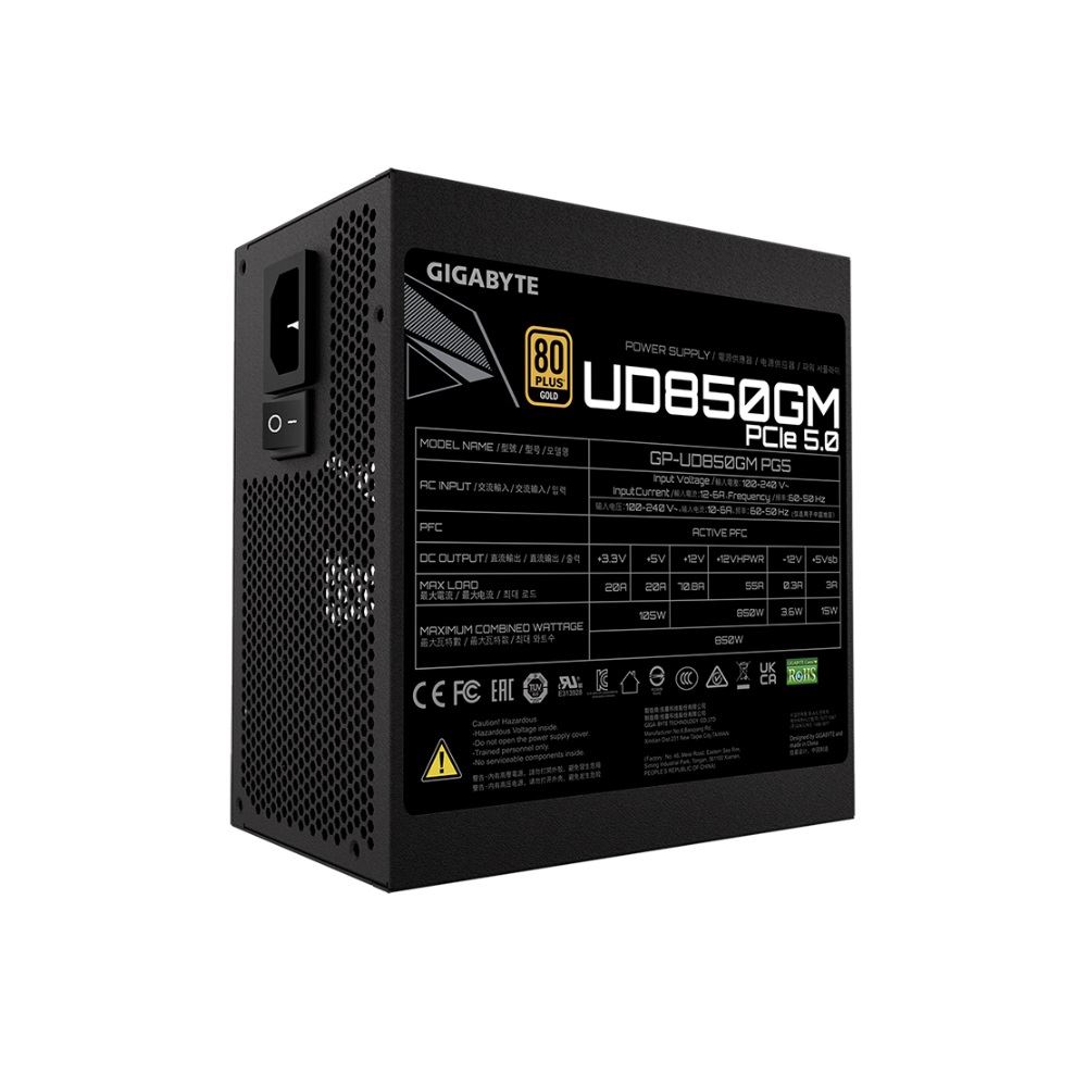 Fuente Poder Gigabyte GP-UD850GM 850W ATX 80 Plus Gold 100V-240VAC.